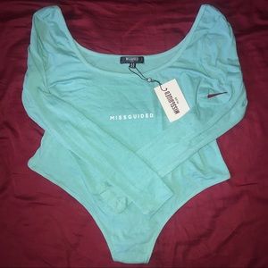 Missguided Plus Size Teal Bodysuit Long Sleeve